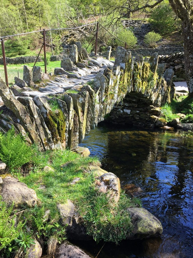 Slaters Bridge Little Langdale stone bridge over river